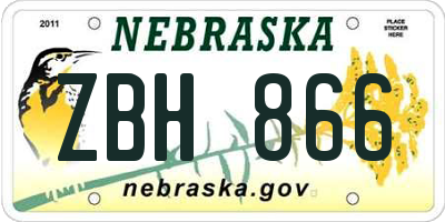NE license plate ZBH866