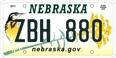 NE license plate ZBH880