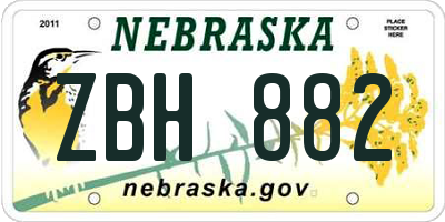 NE license plate ZBH882