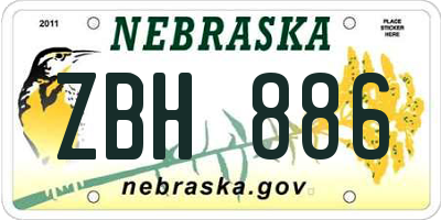 NE license plate ZBH886