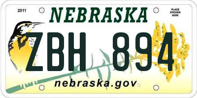 NE license plate ZBH894