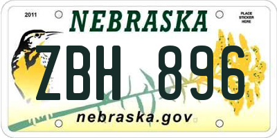 NE license plate ZBH896