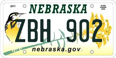 NE license plate ZBH902