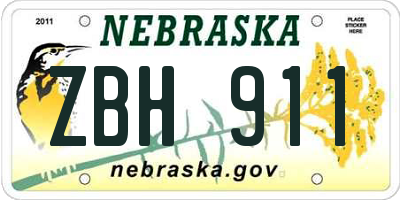 NE license plate ZBH911