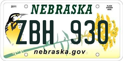 NE license plate ZBH930