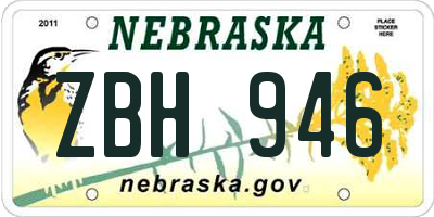 NE license plate ZBH946