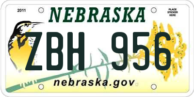 NE license plate ZBH956