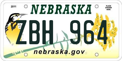 NE license plate ZBH964
