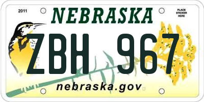 NE license plate ZBH967