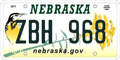 NE license plate ZBH968