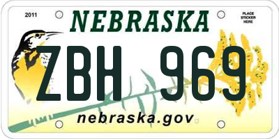 NE license plate ZBH969