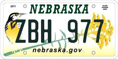 NE license plate ZBH977