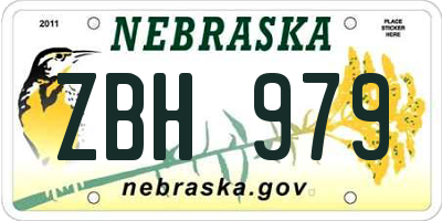 NE license plate ZBH979
