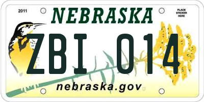 NE license plate ZBI014