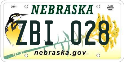 NE license plate ZBI028