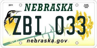 NE license plate ZBI033