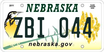 NE license plate ZBI044