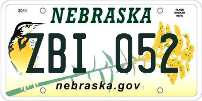 NE license plate ZBI052