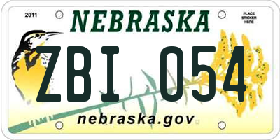NE license plate ZBI054