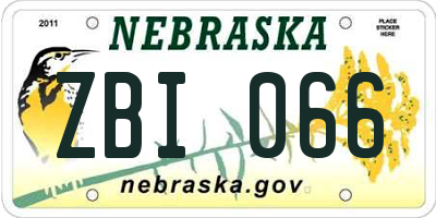 NE license plate ZBI066