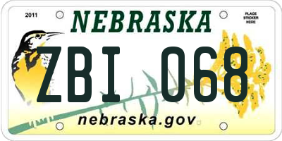 NE license plate ZBI068