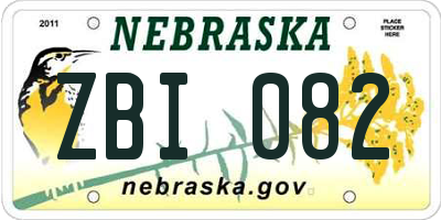 NE license plate ZBI082