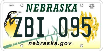 NE license plate ZBI095