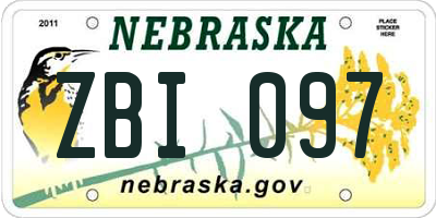 NE license plate ZBI097