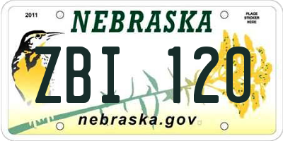 NE license plate ZBI120