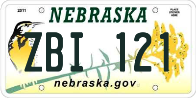 NE license plate ZBI121