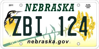 NE license plate ZBI124