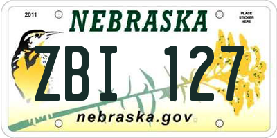 NE license plate ZBI127