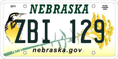 NE license plate ZBI129