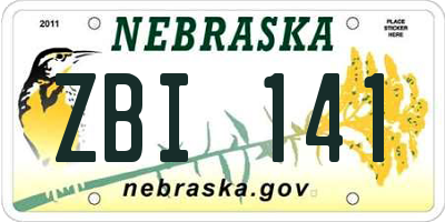 NE license plate ZBI141