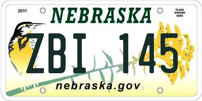 NE license plate ZBI145