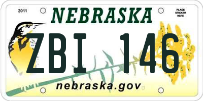 NE license plate ZBI146