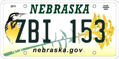 NE license plate ZBI153