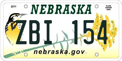 NE license plate ZBI154