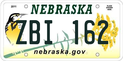 NE license plate ZBI162