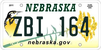 NE license plate ZBI164