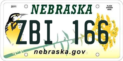 NE license plate ZBI166