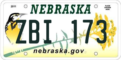 NE license plate ZBI173