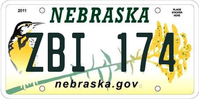 NE license plate ZBI174