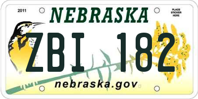 NE license plate ZBI182