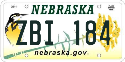 NE license plate ZBI184