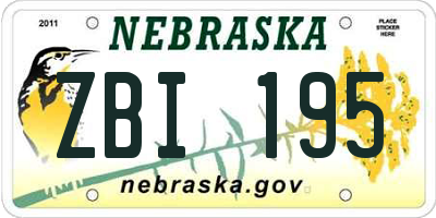 NE license plate ZBI195