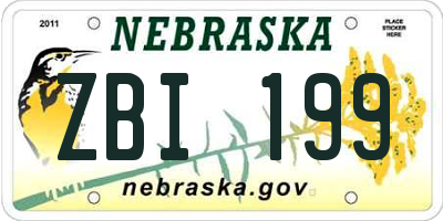 NE license plate ZBI199