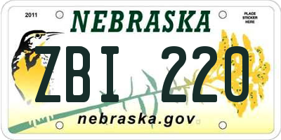 NE license plate ZBI220