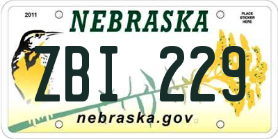 NE license plate ZBI229