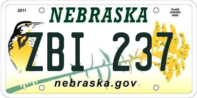 NE license plate ZBI237